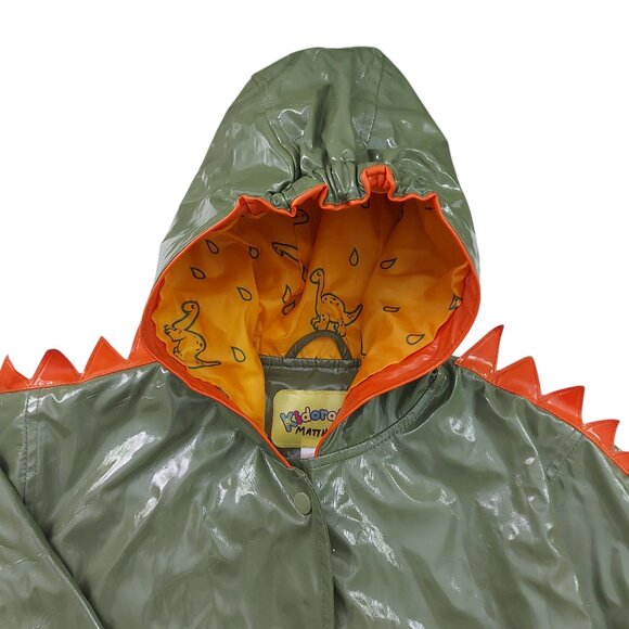 Kidorable Dinosaur Raincoat Kids 4/5 Green Spikes and Volcano All-Weather Snaps - Picture 3 of 12